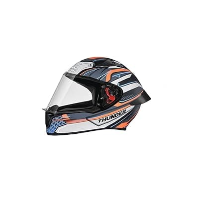 Studds Thunder Full Face Helmet D8 with Clear Visor (Matt Black N4, M)