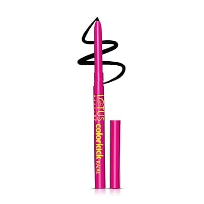 LOTUS MAKE-UP Matte Colorkick Kajal | Intense Black | Vegan | Waterproof | Enriched with Almond Oil| Suitable for All Skin Tyes | 0.35g (Pack of 1)