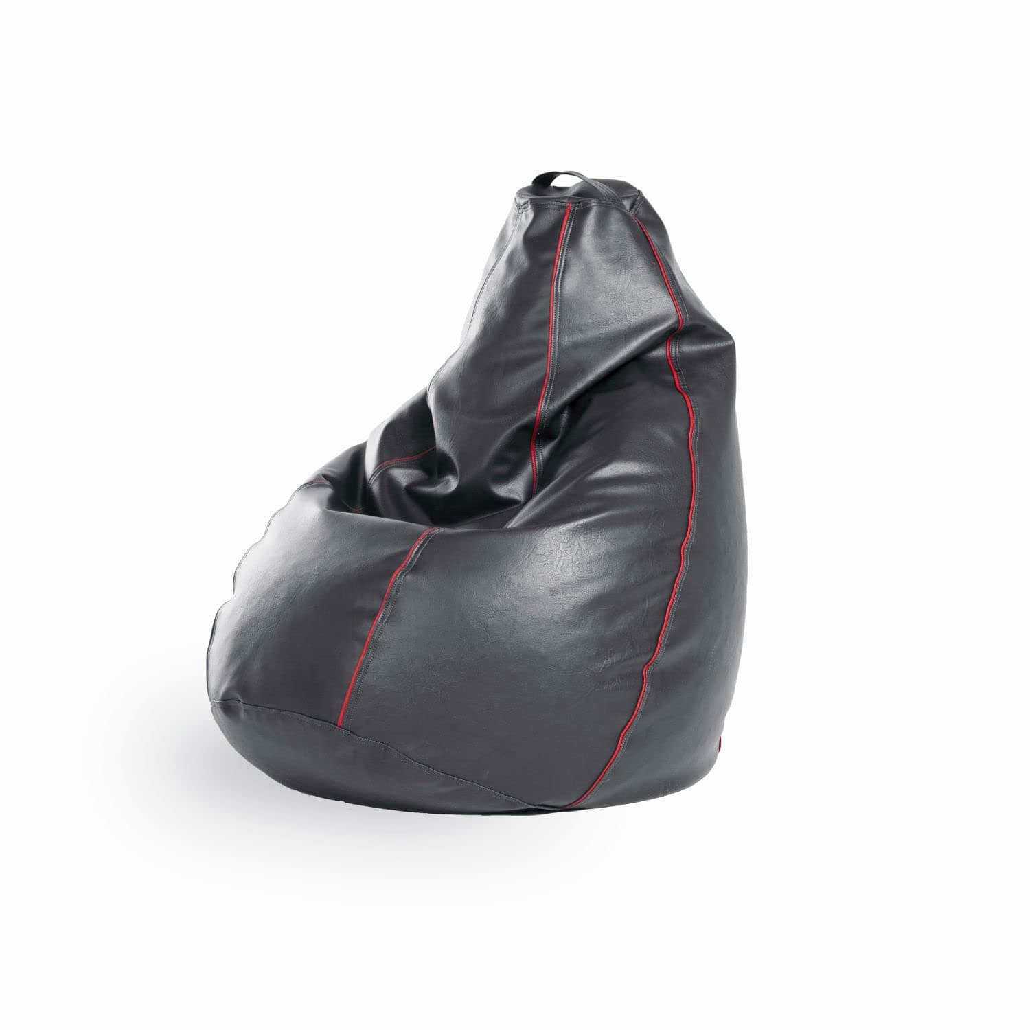 Wakefit Bean Bag Cover XXL | 3 Months Warranty | Leatherette Bean Bag Without Beans | Marble Grey with Red Piping