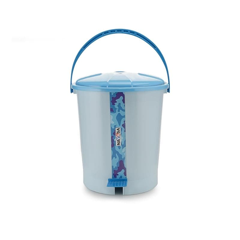 Nayasa Army Pedal Bin- 11.5 Ltrs | Dustbin with Lid | Garbage Waste Bin with Handle | For Kitchen - Bathroom | Strong &amp; Durable | Blue