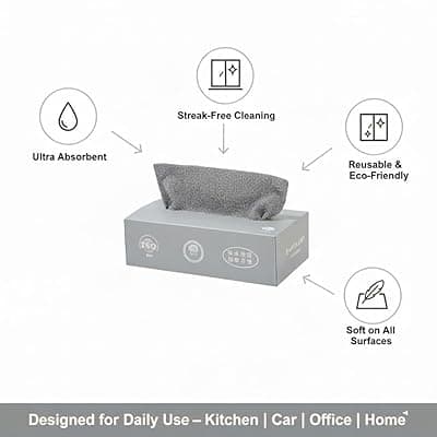 Stay Tidy Microfiber Cleaning and Drying Cloth Wipes Box-180 GSM |Washable All Purpose Wash Cloth for Kitchen, Car, Pack of 20 (Gray, 1 Box)