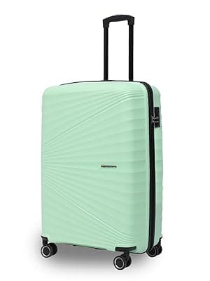 MOVE-MEANT Travel Crew Medium 66Cm Suitcase 8 Wheels Number Lock Poly Carbonate HPS Green Trolley Bag for Men & Women | 360 Degree Wheeling System Luggage | Trolley Bags for Travel