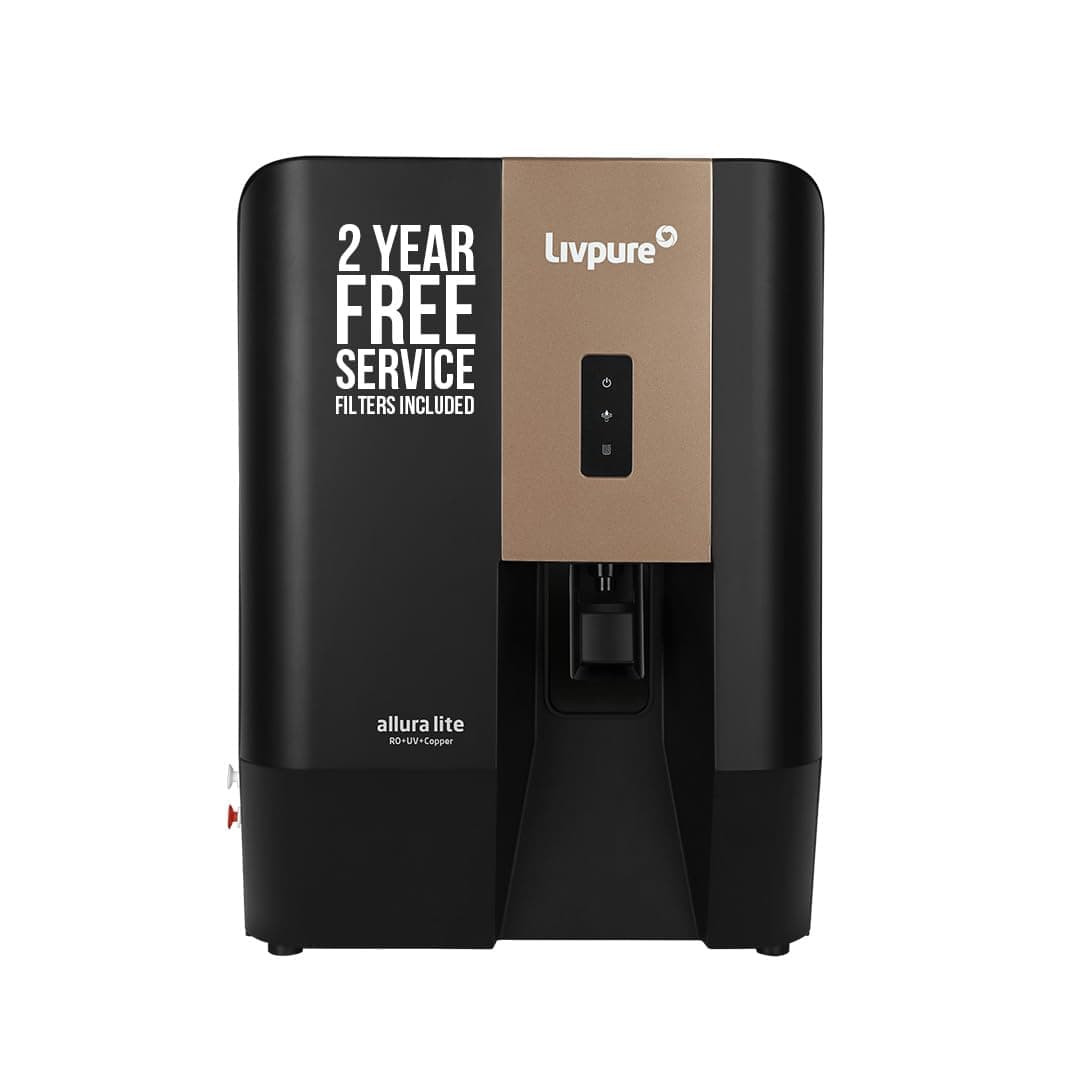 Livpure Allura Lite Water Purifier | Zero Cost for 2 Yrs - Filters Included | 8 Stage Advanced Purification | RO+UV+Copper | In Tank UV Sterilisation |7 Ltr |