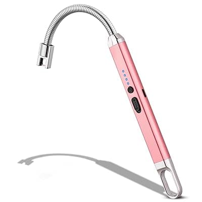 MEIRUBY Rechargeable Electric Gas Lighter | 360° Flexible Neck Arc Plasma Lighter | Windproof &amp; Flameless | USB Type-C Kitchen Lighter for Gas Stove, Candle &amp; Pooja | 500 Uses/Charge (Rose Gold)