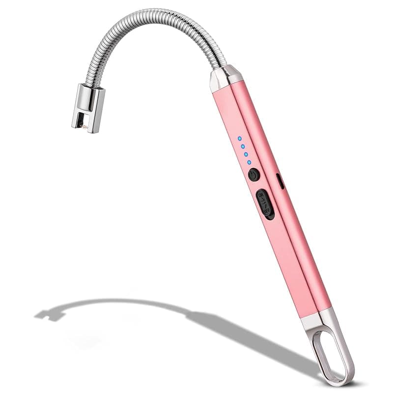 MEIRUBY Rechargeable Electric Gas Lighter | 360° Flexible Neck Arc Plasma Lighter | Windproof &amp; Flameless | USB Type-C Kitchen Lighter for Gas Stove, Candle &amp; Pooja | 500 Uses/Charge (Rose Gold)