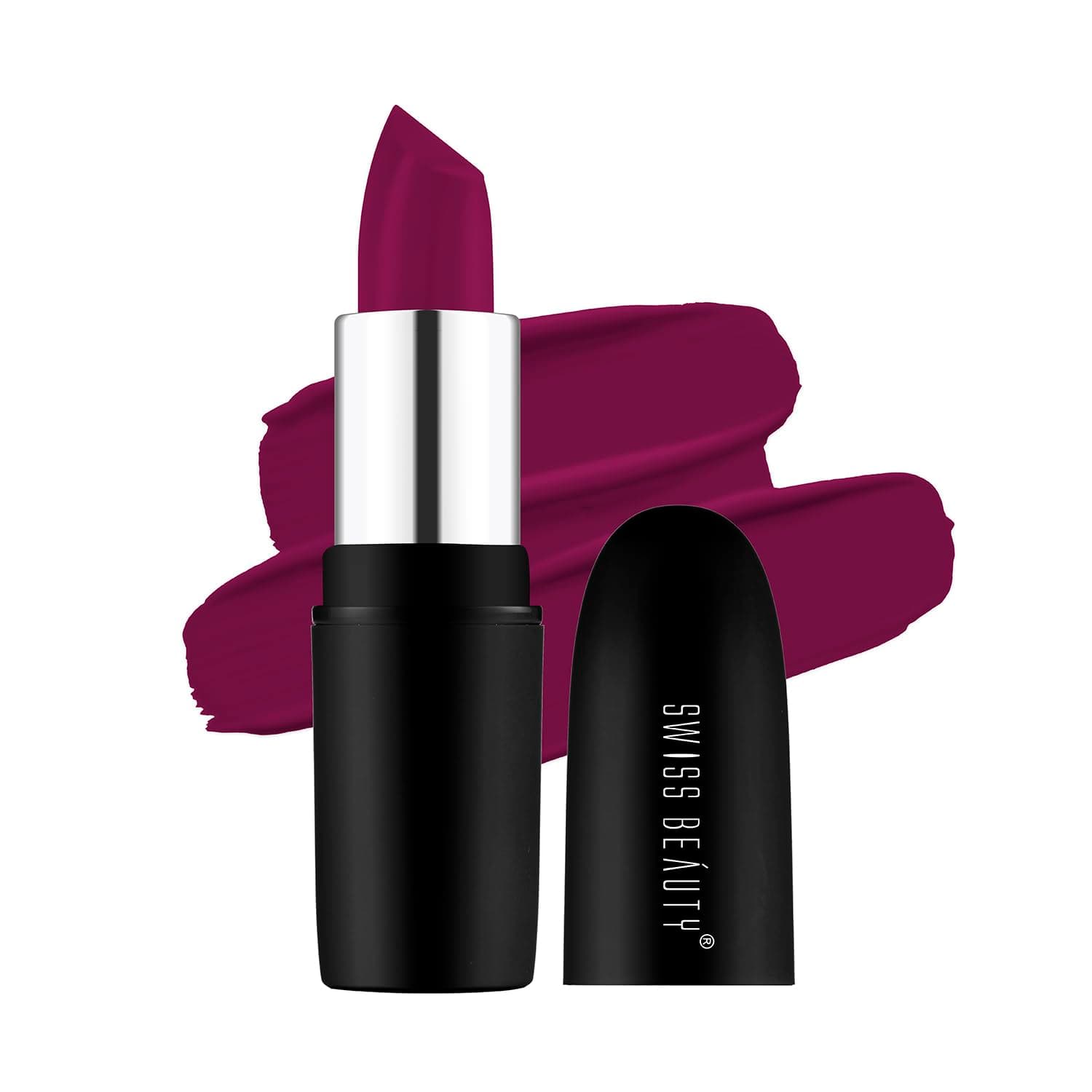 Swiss Beauty Pure Matte Creamy Lipstick | Non-drying, Highly pigmented Lipstick | Shade- Berry, 3.8gm|