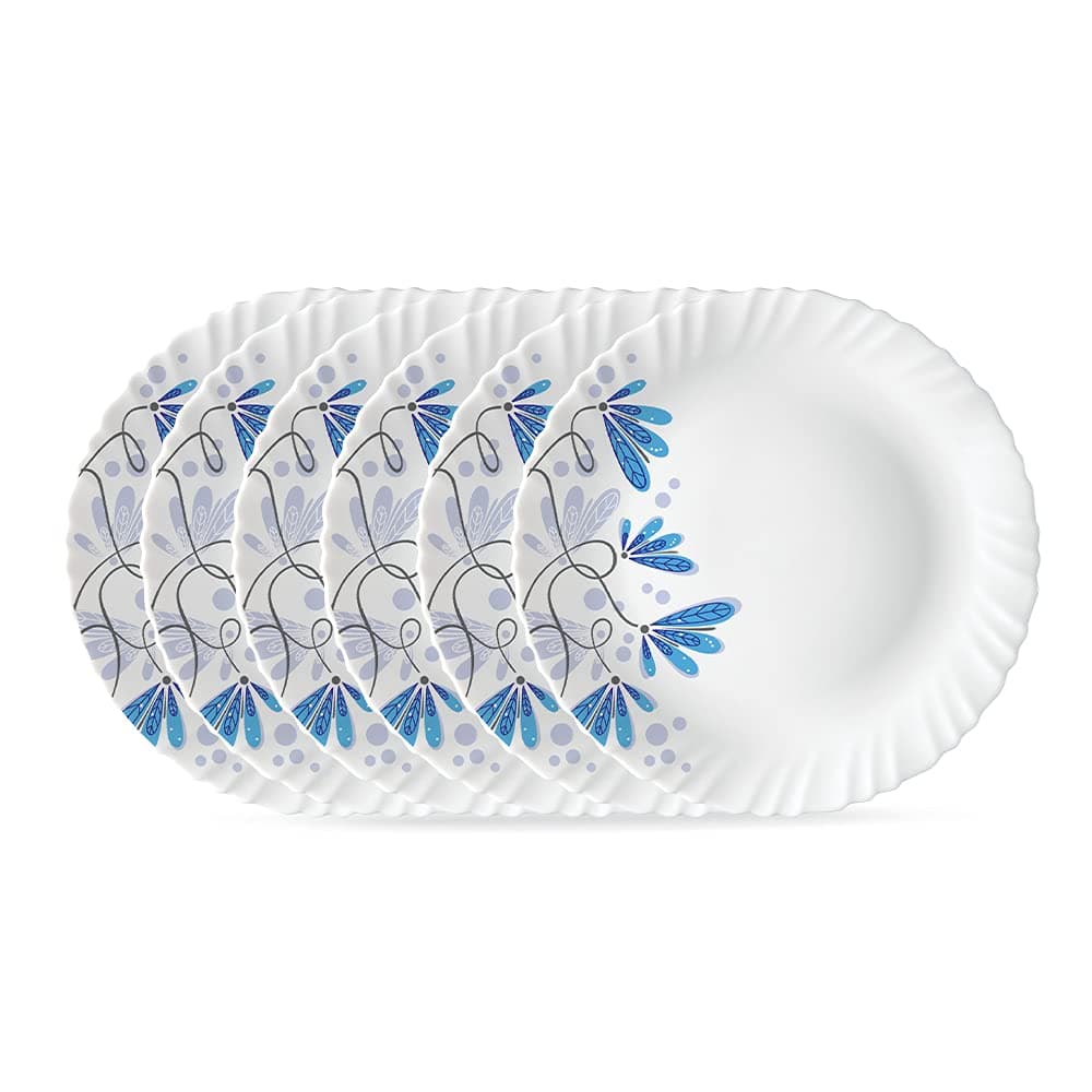 Larah by BOROSIL Twilight 6 Pcs Opalware Plate Set (Dia - 10 inch), White