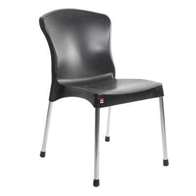 Cello Milano Chair (Black, Set of 6) | Strong and Durable | Easy to Clean | Chair for Living Room, Bed Room, Kitchen, Office Room, Outdoor | 3 Years Warranty
