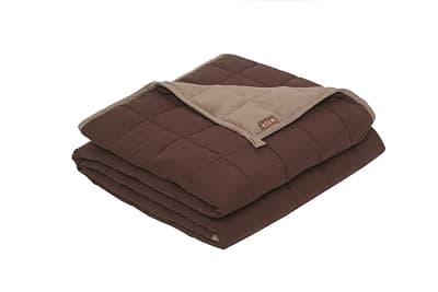 Mysa Sleep 7 kg Weighted Blanket - Cooling Breathable Microfiber with Premium Glass Beads (Brown/Beige 60" x 80" 15 LB)| TC - 150