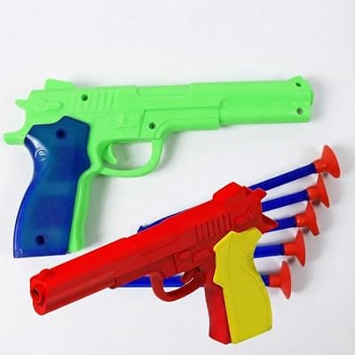 Kids Dart Pistol Toy Gun Set | Pack of 2 (Red &amp; Green) Shooting Toys with 6 Suction Darts | Safe Plastic Indoor Outdoor Toy for Boys &amp; Girls | Birthday Gift for Kids