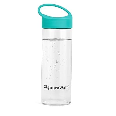 Signoraware Coral Borosilicate Glass Bottle | Airtight &amp; Leakproof | Heat Resistant | Elegant Coral-Tinted Design | Ideal for Water, Juice &amp; Detox Drinks | Home, Office &amp; Outdoor Use (1Ltr | Clear)