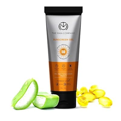The Man Company Oil-Free Sunscreen SPF50 PA+++ For Men- 50gm | Sunscreen Gel for Oily, Combination &amp; Normal Skin | Broad Spectrum UV A/B Protection | No White Cast | Non-Greasy &amp; Lightweight