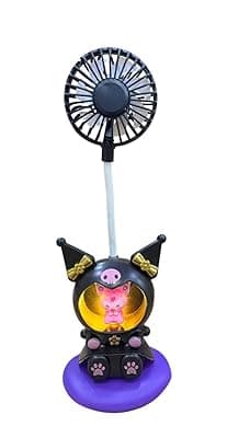 PoPo Toys Kitty Mini Portable Fan | Mini Lamp | Powerful Hand Fan Cute Design Lightweight Rechargeable USB Handheld Fan for Girls, Women, Men, Kids, Indoor, Outdoor