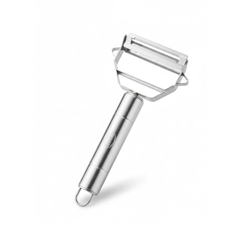 2-in-1 Stainless Steel Julienne Vegetable Peeler, Multi-Functional Kitchen Slicer and Grater with 18 x 8.2 x 2.4 cm Dimensions, Silver