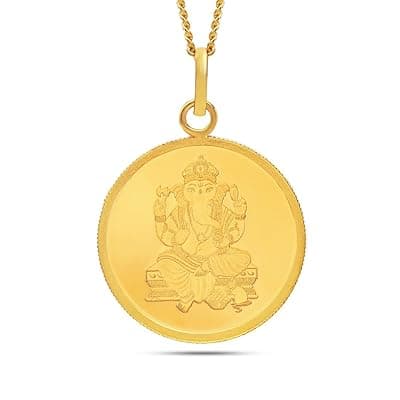 KALYAN JEWELLERS 24K (999) Purity Lord Ganesh Gold Coin Pendant 8 Gms