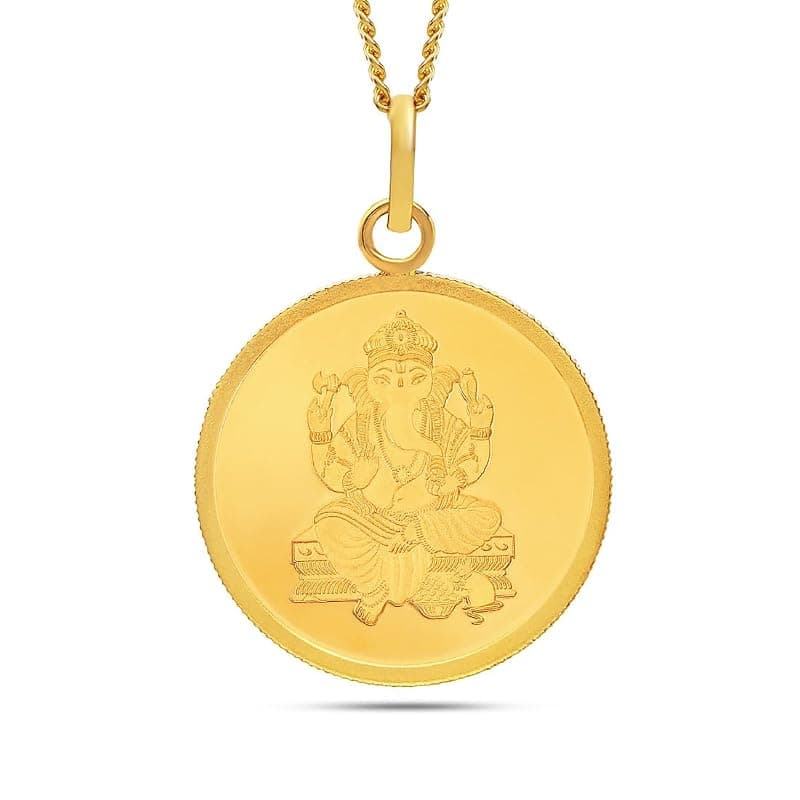KALYAN JEWELLERS 24K (999) Purity Lord Ganesh Gold Coin Pendant 8 Gms