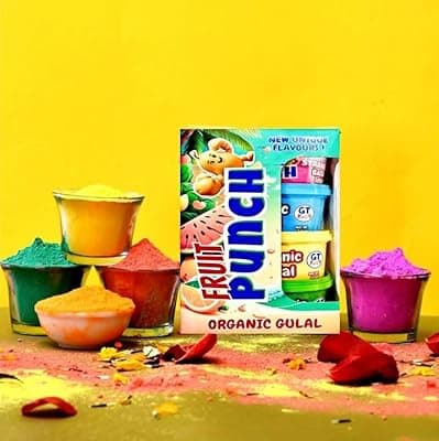 Niku Holi Colour - Herbal Organic Holi Gulal | Tropical Fruit Based Natural gulal | Non Toxic, Easy to Remove, Soft Skin Friendly | Pack of 4-50gm *5 | Holi Gift Pack for Family, Party