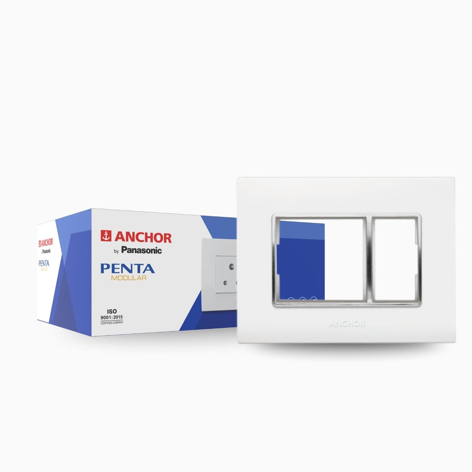 Anchor by Panasonic Penta 3 Module Gina Cover Plate with Chrome Collar for Switch Board (White, 65803-20)