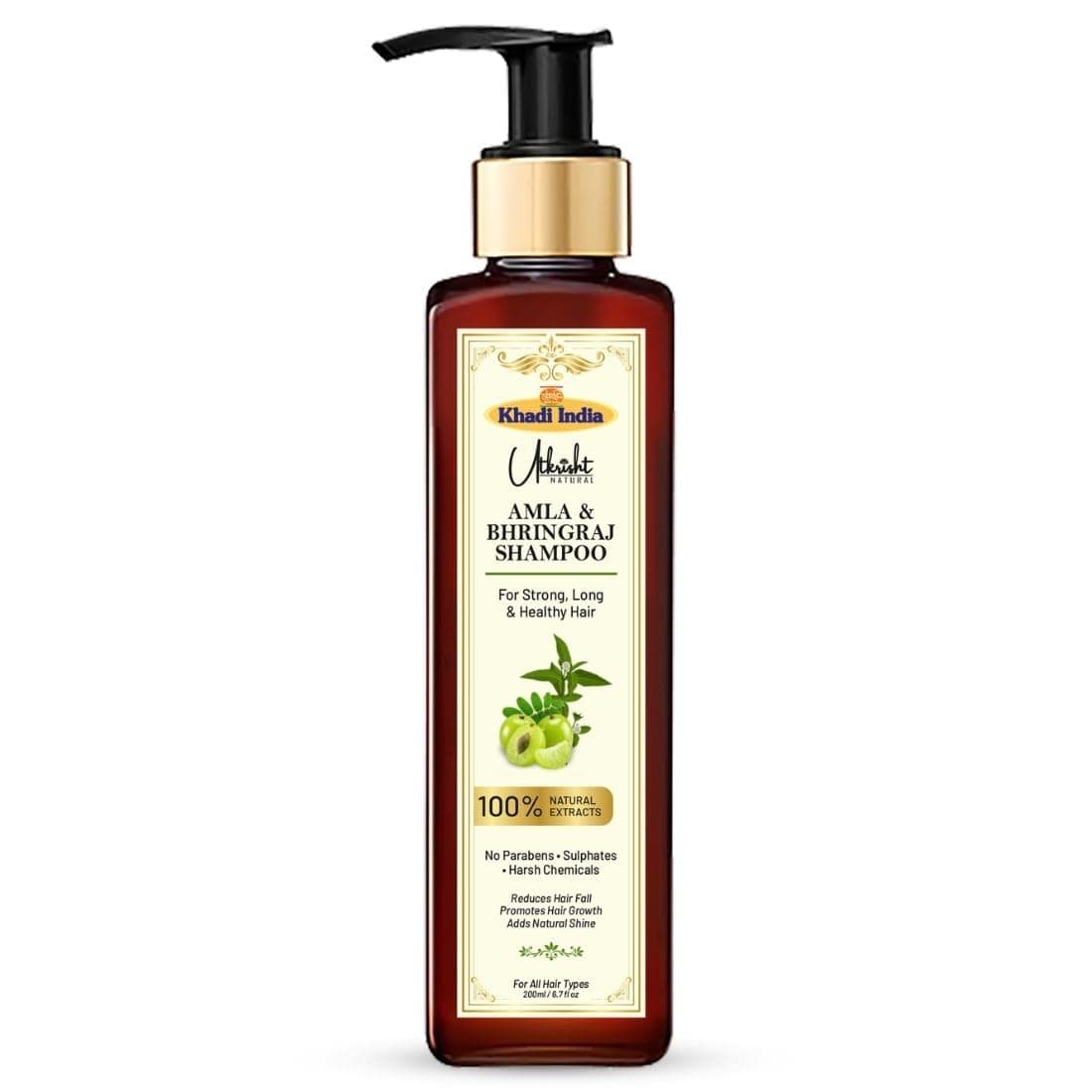 Khadi Utkrisht Amla & Bhringraj Hair Shampoo for Hair Growth & Hair Fall Control | Herbal Shampoo for Strong, Thick & Healthy Hair | Suitable For All Hair Types- 200ML
