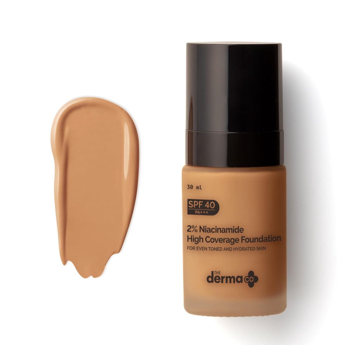 The Derma Co Matte 2% Niacinamide Medium Coverage Liquid Foundation | With 1% Hyaluronic Acid | SPF 40 & Pa+++ | For 12 Hour Long Stay & Oil Control | For All Skin Types - 04 Caramel