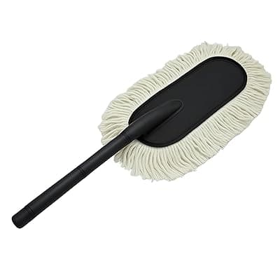Car Duster Microfiber Brush Wax-Coated | Shine & Dust Removal Cleaning Brush | Wax-Coated Duster for Cars, SUVs & All Vehicles – White