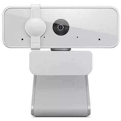 Lenovo 300 FHD Webcam with Full Stereo Dual Built-in Mics | FHD 1080P 2.1 Megapixel CMOS Camera with USB |Ultra-Wide 95° Lens, 4X Digital Zoom | 360 Rotation | Flexible Mount | Cloud Grey