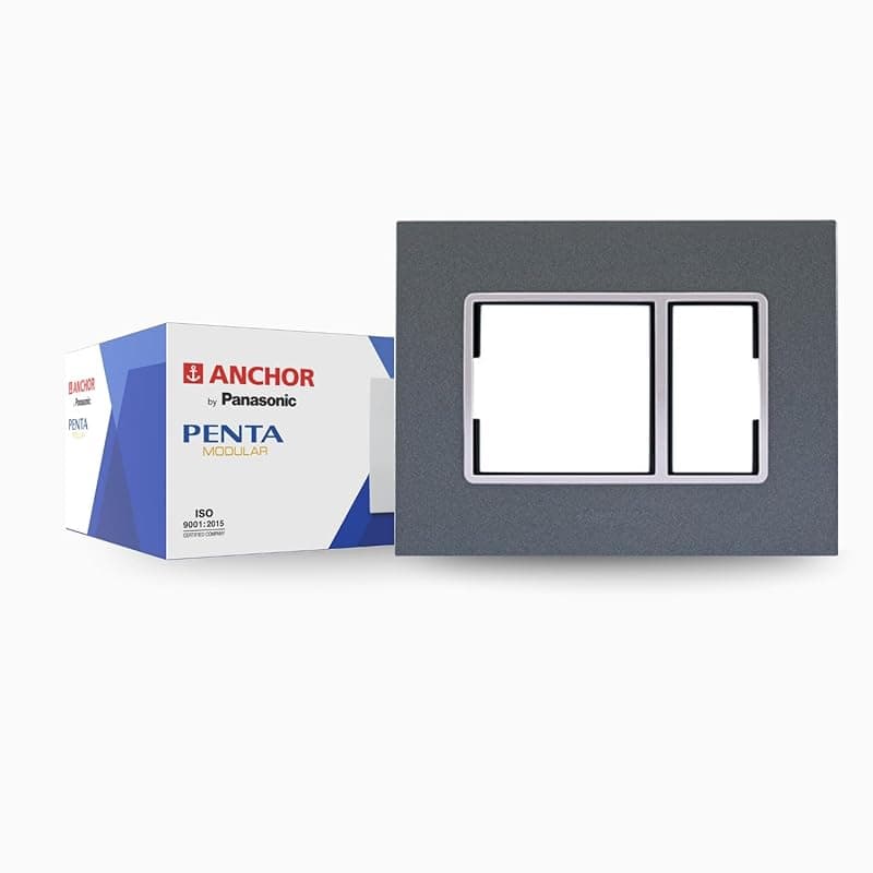Anchor by Panasonic Penta 3 Module Gina Cover Plate with Chrome Collar for Switch Board (Black, 65803B-2)