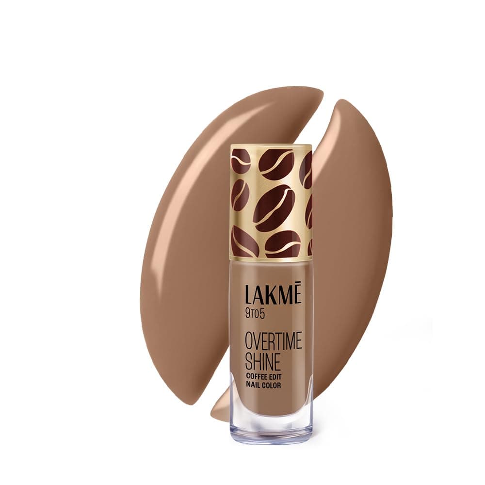 Lakme 9 to 5 Overtime Shine Nail Polish - Coffee Edit-06 Caramel Drizzle 6ml