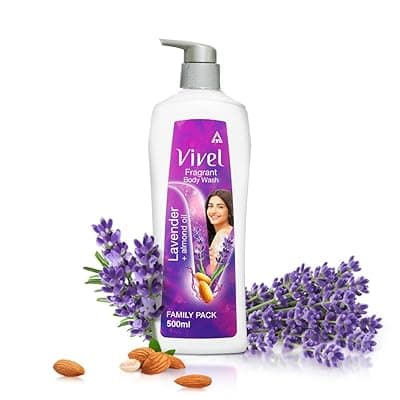 Vivel Fragrant Body Wash, Lavender &amp; Almond Oil Shower Gel, 500 ml Pump Bottle, Moisturizing Bodywash For Soft &amp; Smooth Skin, Effective Cleansing, For Women &amp; Men