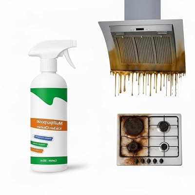 500ML Kitchen Cleaner Spray Oil & Grease Stain Remover For Gas Stove, Chimney BBQ Exhaust Fan Non-Flammable Magic Degreaser Liquid Spray for Grill & Home glow all surface cleaner spray (Pack of 1)