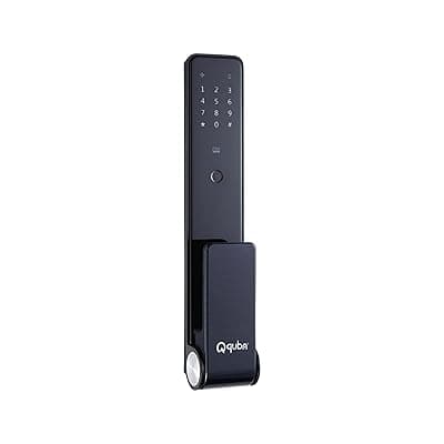 Quba QUANTRA Award-Winning Digital Lock | 5-Way Access Push-Pull Smart Lock | Black | WiFi &amp; Fire Safety with Red Dot Design | Video Call &amp; Emergency Exit | Free Installation | 3 Year Warranty