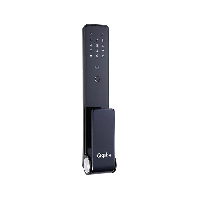 Quba QUANTRA Award-Winning Digital Lock | 5-Way Access Push-Pull Smart Lock | Black | WiFi &amp; Fire Safety with Red Dot Design | Video Call &amp; Emergency Exit | Free Installation | 3 Year Warranty