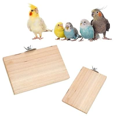 Sage Square Wooden Stand Platform Made of Natural Wood Combo of Two (3 * 4 &amp; 6 * 4.5 inches) Rectangle Shaped Perch Stand, Cage Accessories, Gym, Playful Toy, Suitable for Birds, Parrots, Budgies