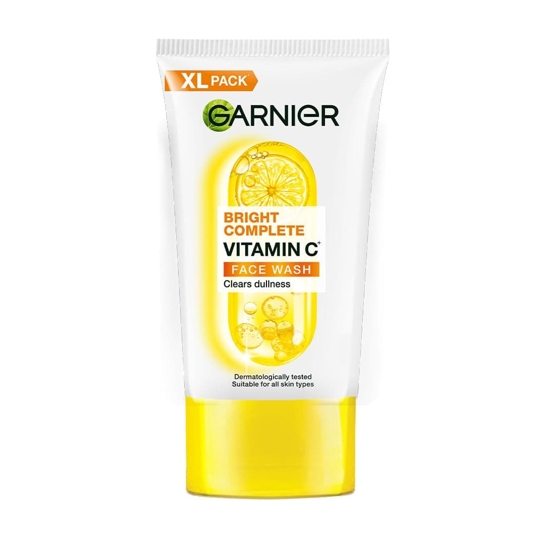 Garnier Bright Complete Vitamin C Face Wash - Vitamin C Face Wash For Brightening & Glowing Skin | Daily Cleanser Suitable For all Skin Types | Vit C Facewash for Women & Men, 160g