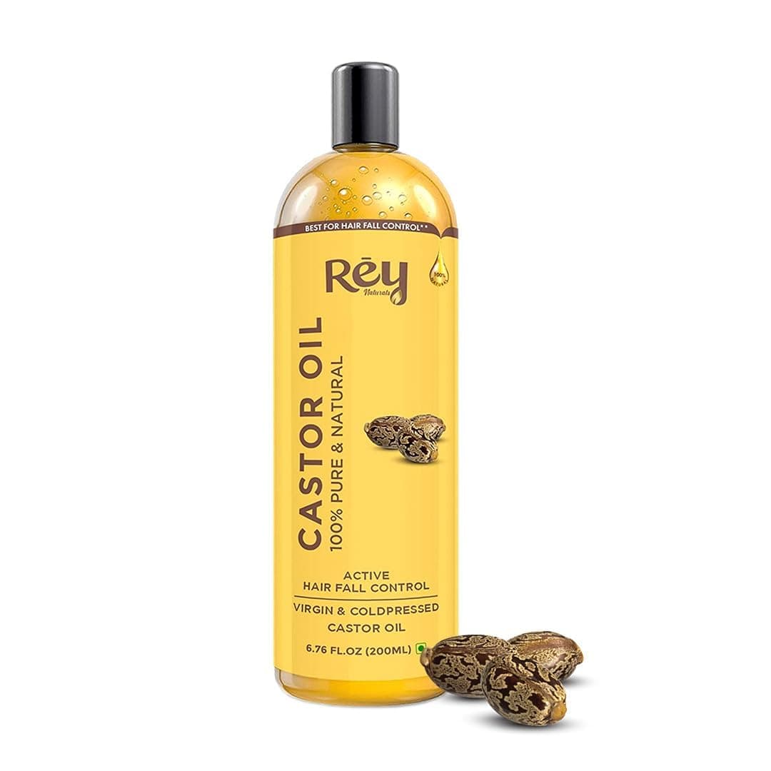 Rey Naturals Cold Pressed Castor Oil For Hair Growth - 200ml | Arandi Oil For Skin, Face & Wrinkles | Organic Castor oils For Eyebrow Growth, Eyelashes, Nails | Nourishing treatment For Men & Women