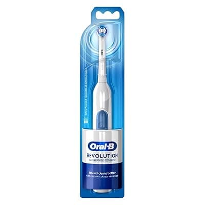 Oral-B Revolution AA Battery Electric Toothbrush For Adults, Long Battery Life, 2 Year Warranty By, IPX7 Water Resistant, Dentist Inspired Round Brush Head, Pack Of 1
