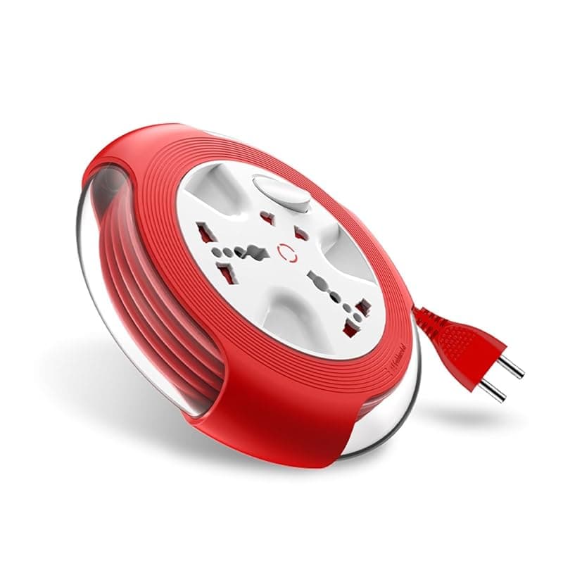 Goldmedal Krysta 2 Pin Heavy-Duty 5-Meter Cable Extension Cord (White and Red)|Master Switch with Indicator|Universal Sockets | Ultra-Smooth Rotation Extension Board for Home &amp; Office|Pack of 1