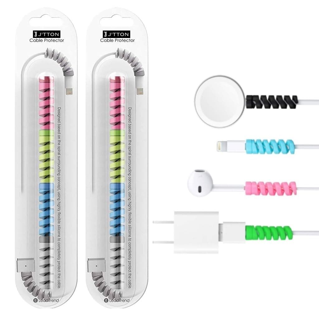 J'TTON 8 Pcs Spiral Sleeves for Charger Cable Protector Data Cable Saver Charging Cord Protective Cable Cover Headphone MacBook Laptop Earphone Cell Phone (Set of 2)