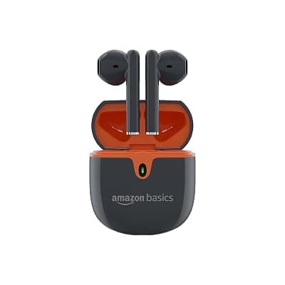 amazon basics True Wireless in-Ear Earbuds with Mic, Touch Control, IPX5 Water-Resistance, Bluetooth 5.3, Up to 30 Hours Play Time, Voice Assistance and Fast Charging (Grey)