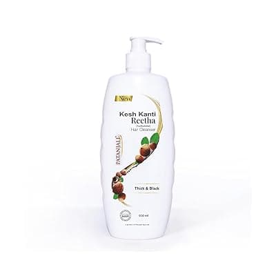 Patanjali Kesh Kanti Reetha Hair Cleanser 650 Ml, Natural Shampoo for Thick & Black Hairs, Scalp Cleansers for Men and Women, All Types