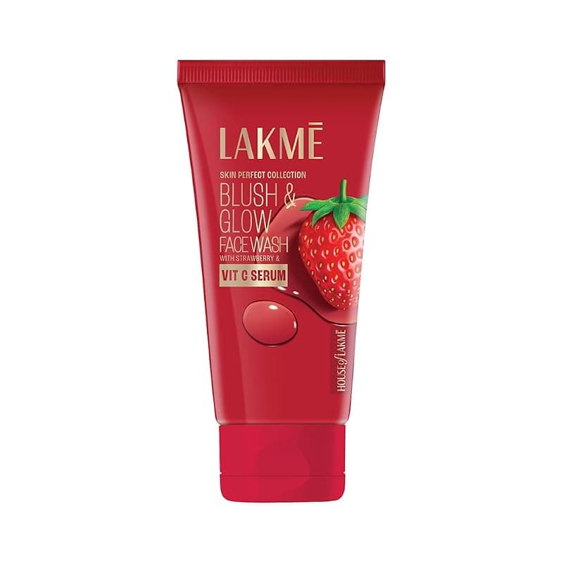 Lakme Blush &amp; Glow Exfoliating Face Wash with Vitamin C Serum, Hydrating and Gentle Facewash with Strawberry Fruit Extracts, 150gm