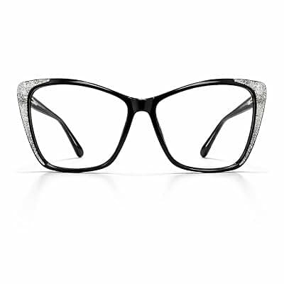Stylish Cat Eye Eyeglasses Frame for Women | Full Rim Black Optical Spectacles | Lightweight Fashion Eyewear for Everyday Wear, Office & Reading