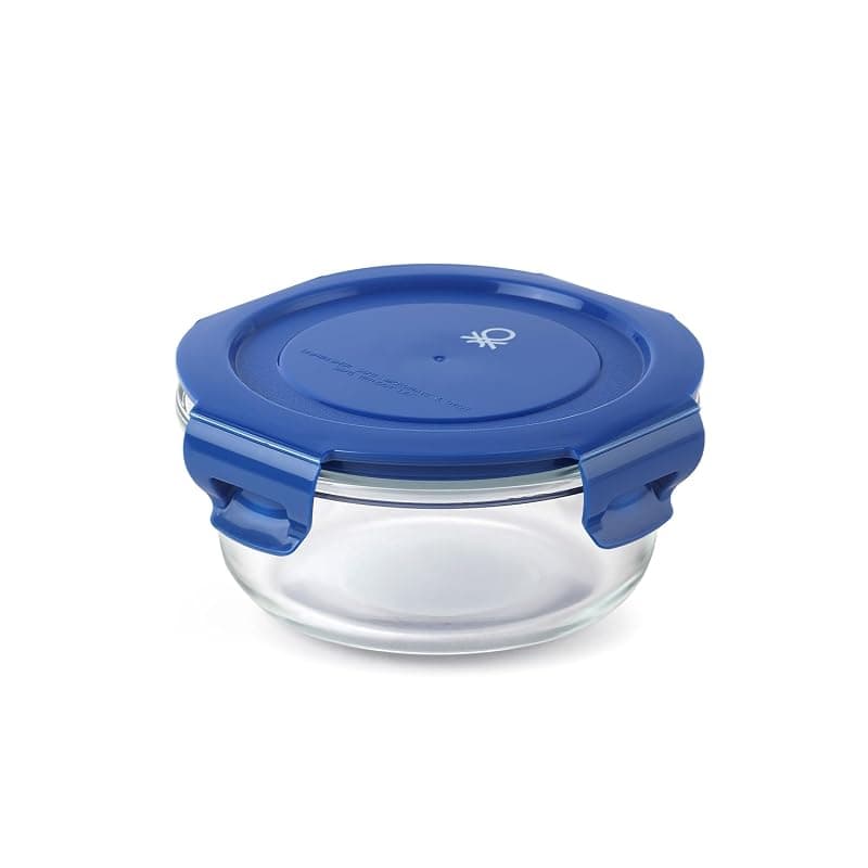 United Colors of Benetton 400ML Borosilicate Glass Food Storage Container with Airtight Coloured Lid - Leakproof, Microwave, Oven, Freezer & Dishwasher Safe - Durable & Reusable Lunch/Dinner Box
