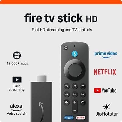 Amazon Fire TV Stick HD (newest model), Alexa Voice Remote with TV power &amp; volume controls, full HD streaming device