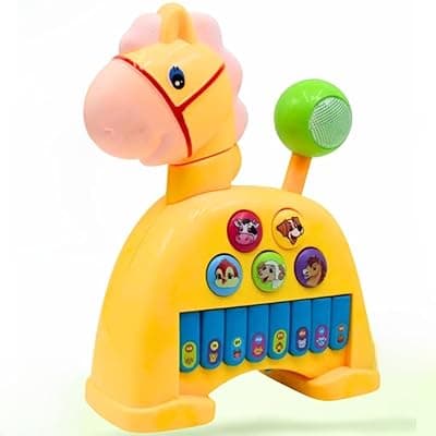 Storio Musical Light &amp; Sound Horse Piano with 5 Modes of Animal Sound (Colour May Vary)| Soothing Melodies| Interactive Modes| Spinning Wheel| Ideal Gifting Option
