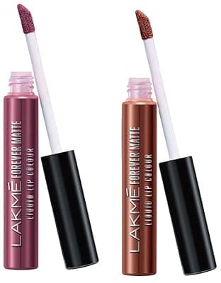 LAKMÉ Forever Matte Liquid Lip Colour, Mauve Ecstasy, 5.6 Ml & Forever Matte Liquid Lip Colour, Nude Twist, 5.6 Ml