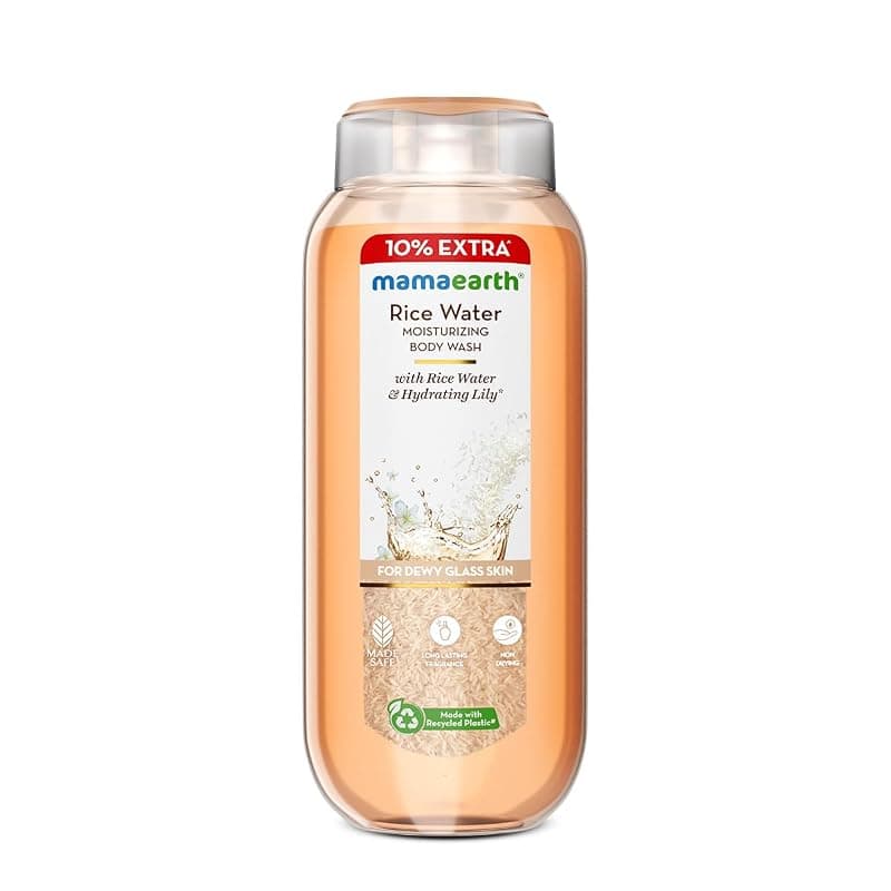Mamaearth Rice Water Moisturizing Body Wash with Rice Water &amp; Hydrating Lily Scent for Dewy Glass Skin - 275 ml | Intensely Moisturizes |Long Lasting Fragrance |Deeply Cleanses |Gentle |All Skin Types