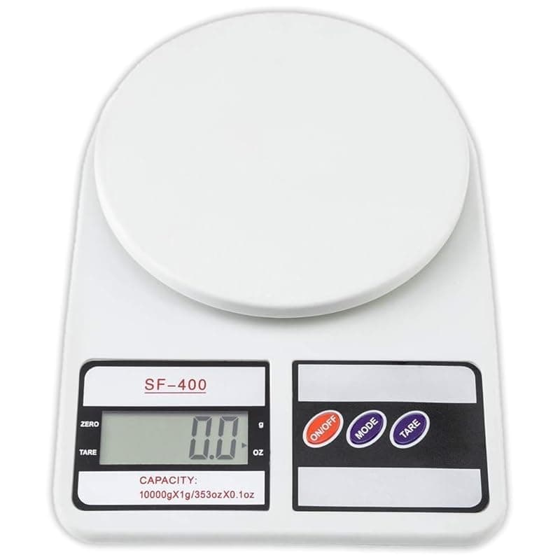 Btag SF-400 Digital Kitchen Weighing Scale | 10Kg x 1g Precision | Food Scale with LCD Display for Cooking, Baking, Meal Prep &amp; Healthy Diet | Compact Electronic Weight Machine for Home Use.(White)