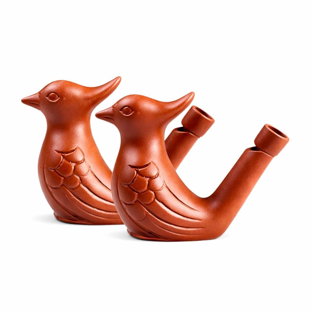 BAALVE™ Premium Clay Bird Whistle Toy | Handmade Earthen Water Whistle | Natural Terracotta Sound Toy for Kids & Adults | Traditional Musical Toy | Pack of 2