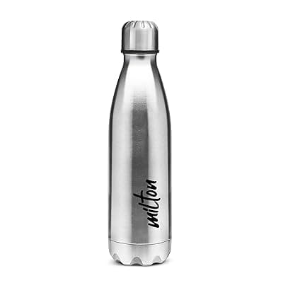 MILTON Shine 800 Stainless Steel Water Bottle 680 ml, Single Walled, ISI Certified I Leak Proof Lid, Rust Proof I For School, Office, Gym I Silver